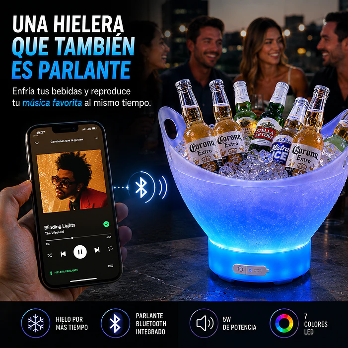 Hielera Parlante Bluetooth Luces LED 7L 2