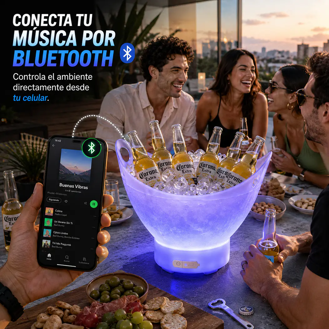 Hielera Parlante Bluetooth Luces LED 7L 8