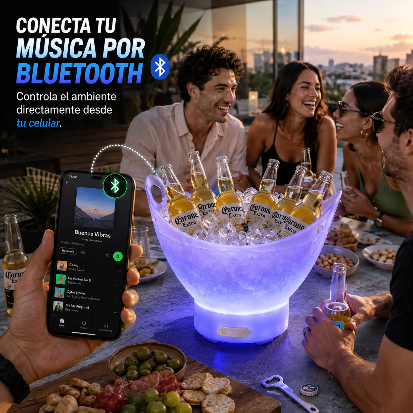Hielera Parlante Bluetooth Luces LED 7L 10