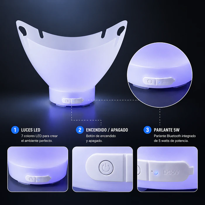 Hielera Parlante Bluetooth Luces LED 7L 6