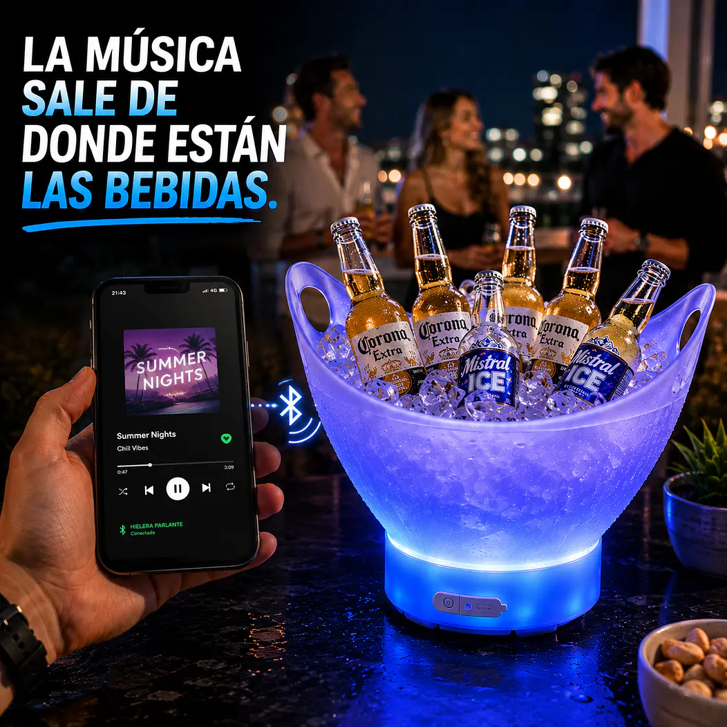 Hielera Parlante Bluetooth Luces LED 7L 10