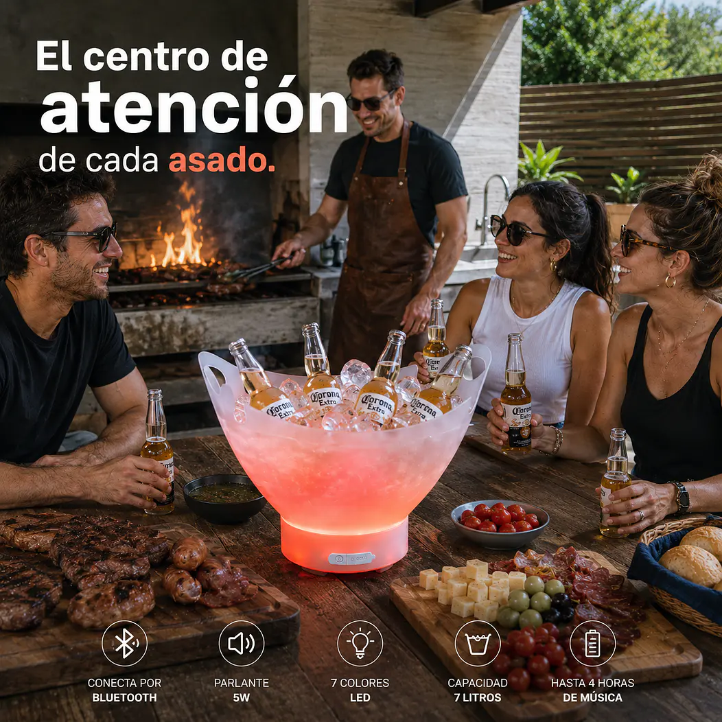 Hielera Parlante Bluetooth Luces LED 7L 11