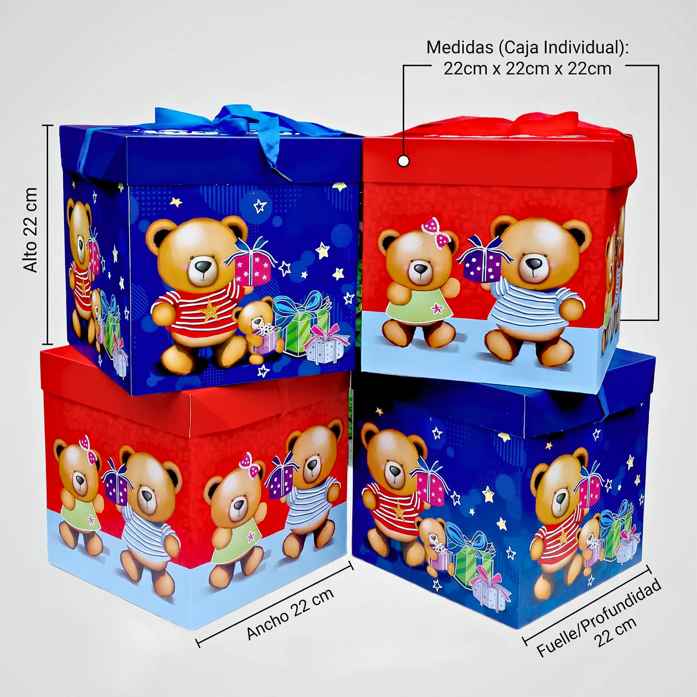 Cajas de Regalo Osos Día del Niño Cartón 22cm 12 Unidades 9