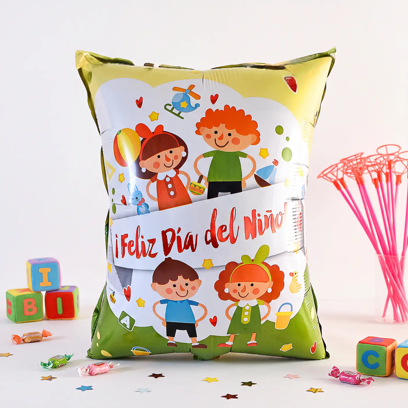 Globos feliz día del niño 60 cm con varillas 12 unidades 5
