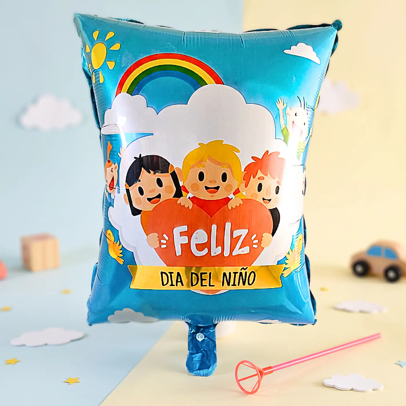 Globos feliz día del niño 60 cm con varillas 12 unidades 6