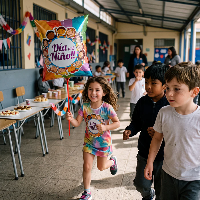 Globos feliz día del niño 60 cm con varillas 12 unidades 15