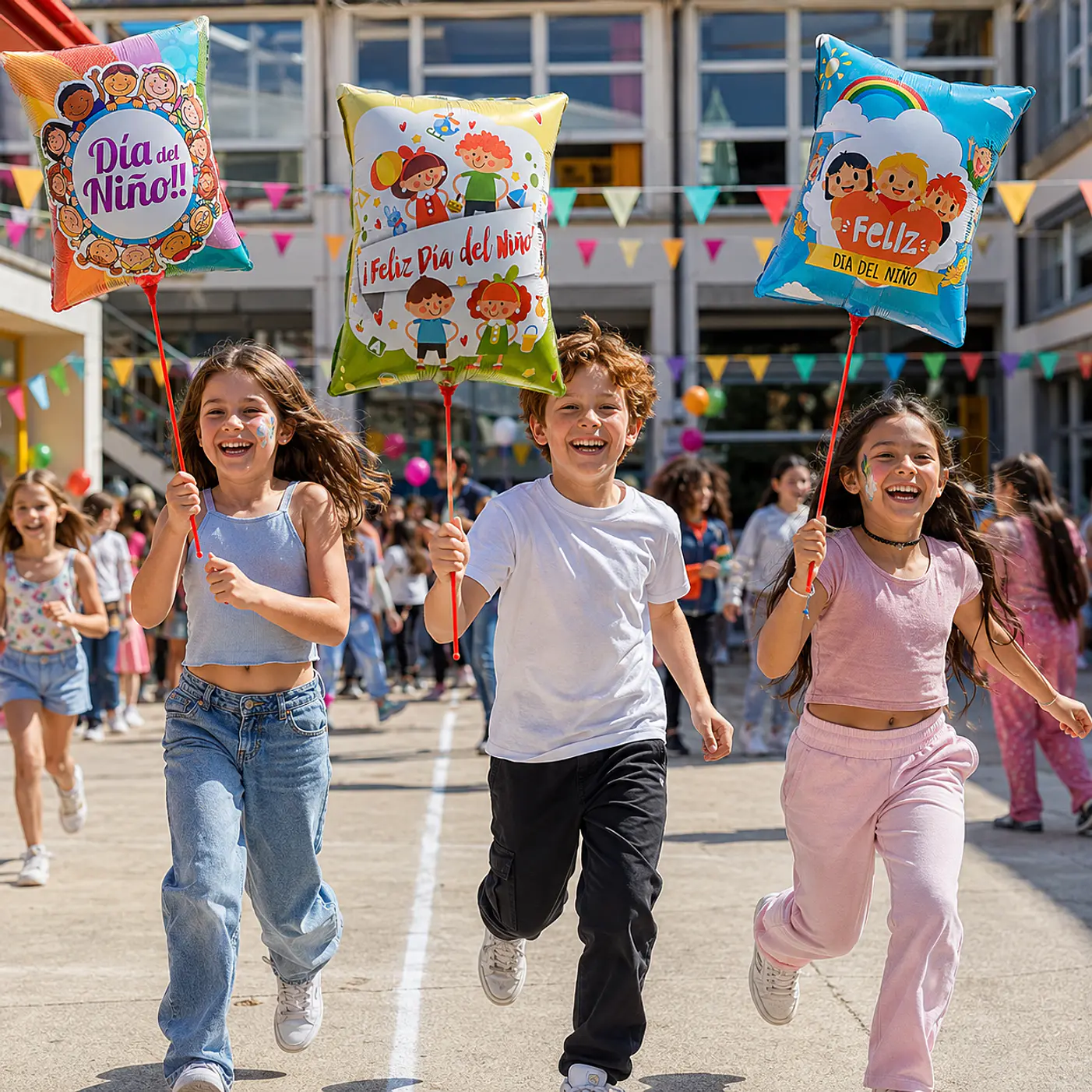 Globos feliz día del niño 60 cm con varillas 12 unidades 2