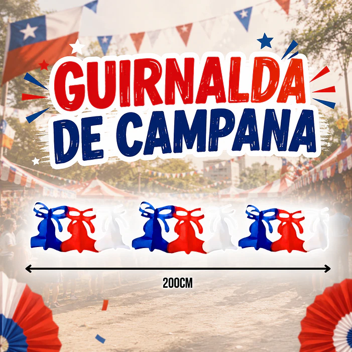 Pack 20 Guirnalda campana tricolor papel 2mt 4