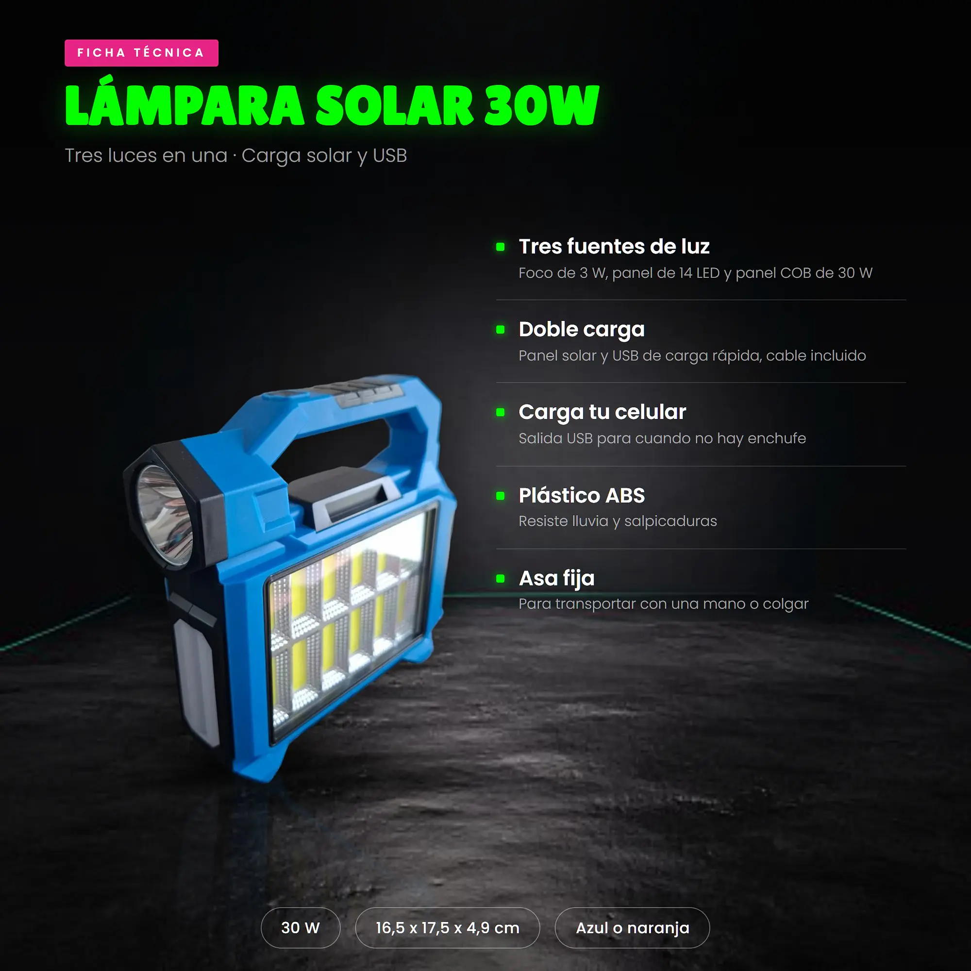 Linterna Solar Recargable Powerbank Camping y Emergencia 8