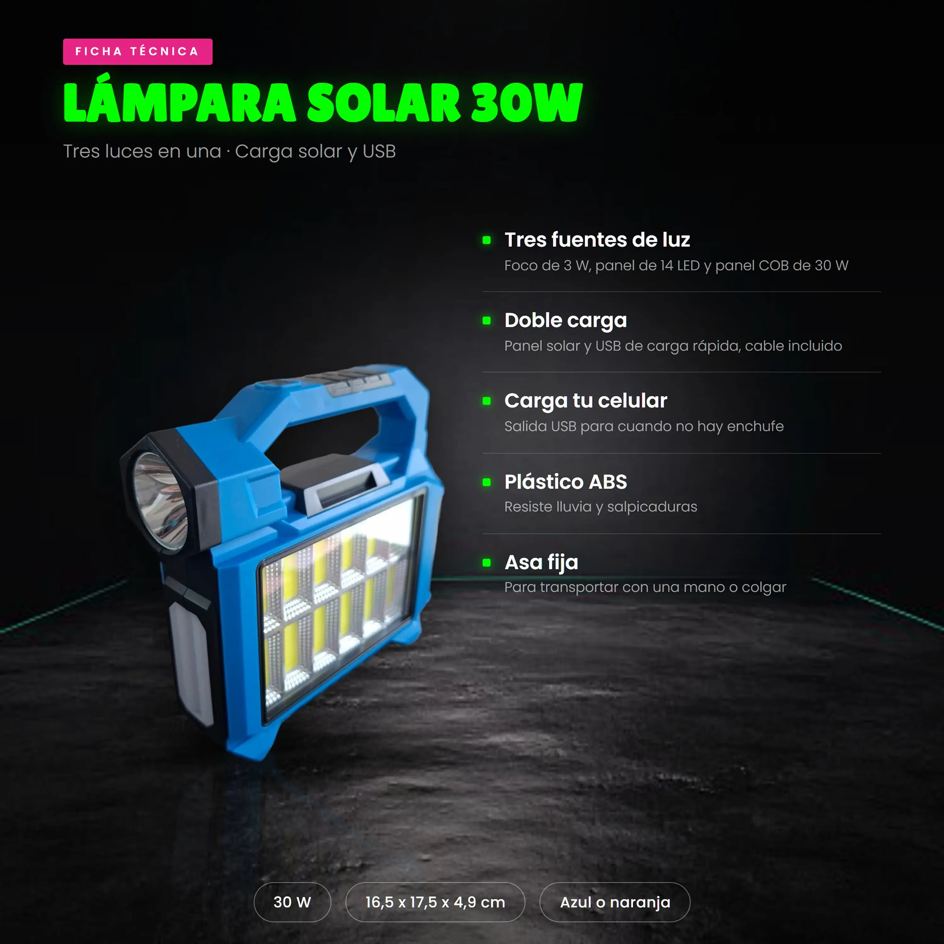Linterna Solar Recargable Powerbank Camping y Emergencia 8