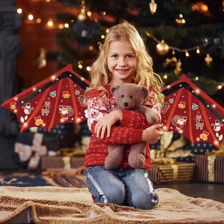 ¡OFERTA ! ALAS DE DRAGON ESTAMPADO NAVIDEÑO CON LUZ LED  MOD#949-120 6