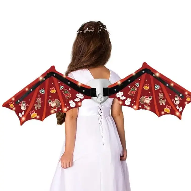 ¡OFERTA ! ALAS DE DRAGON ESTAMPADO NAVIDEÑO CON LUZ LED  MOD#949-120 2