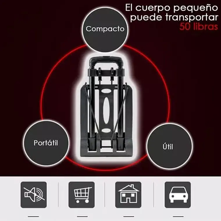 CARRO TIPO DIABLITO PLEGABLE DE  MANO  NEGRO MOD#703 6
