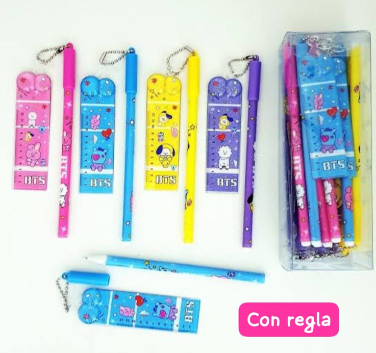 DOCENA DE LAPICEROS BTS EN CAJITA TRANSPARENTE