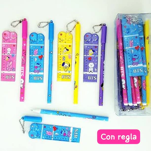 DOCENA DE LAPICEROS BTS EN CAJITA TRANSPARENTE