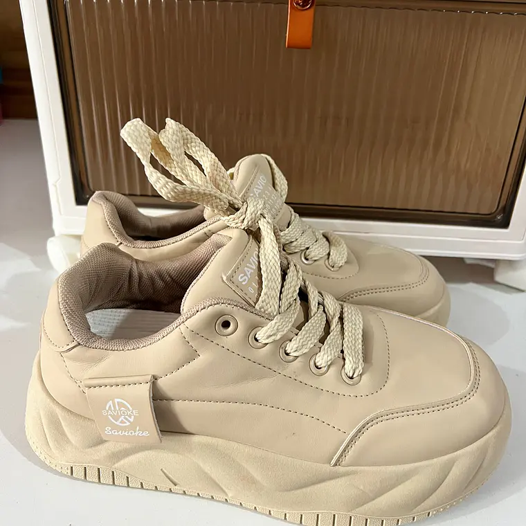 TENIS JUVENILES ESTILO KOREANO COLOR KAKHI MOD #P512 3