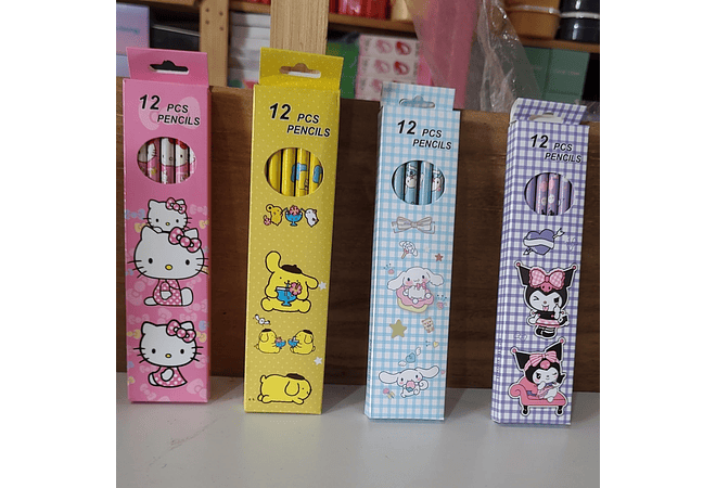 PAQ 4 CAJITAS CON 12 LÁPICES DISEÑO SANRIO MOD#HY1001