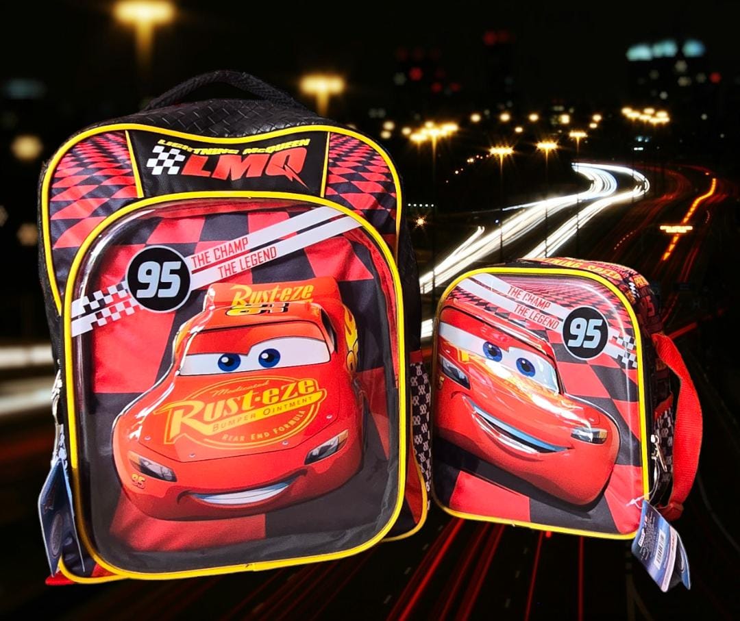 COMBO MOCHILA PRIMARIA CON LONCHERA ORIGINAL RUZ CARS MOD#46
