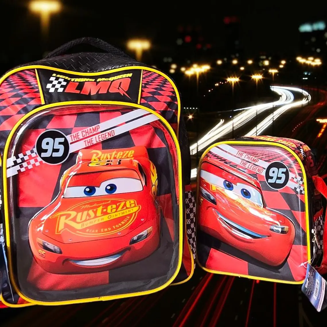 COMBO MOCHILA PRIMARIA CON LONCHERA ORIGINAL RUZ CARS MOD#4605 1