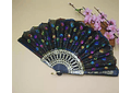 DOCENA DE ABANICOS NEGROS ESTAMPADO FLORES Y LENTEJUELAS(REINGRESO)