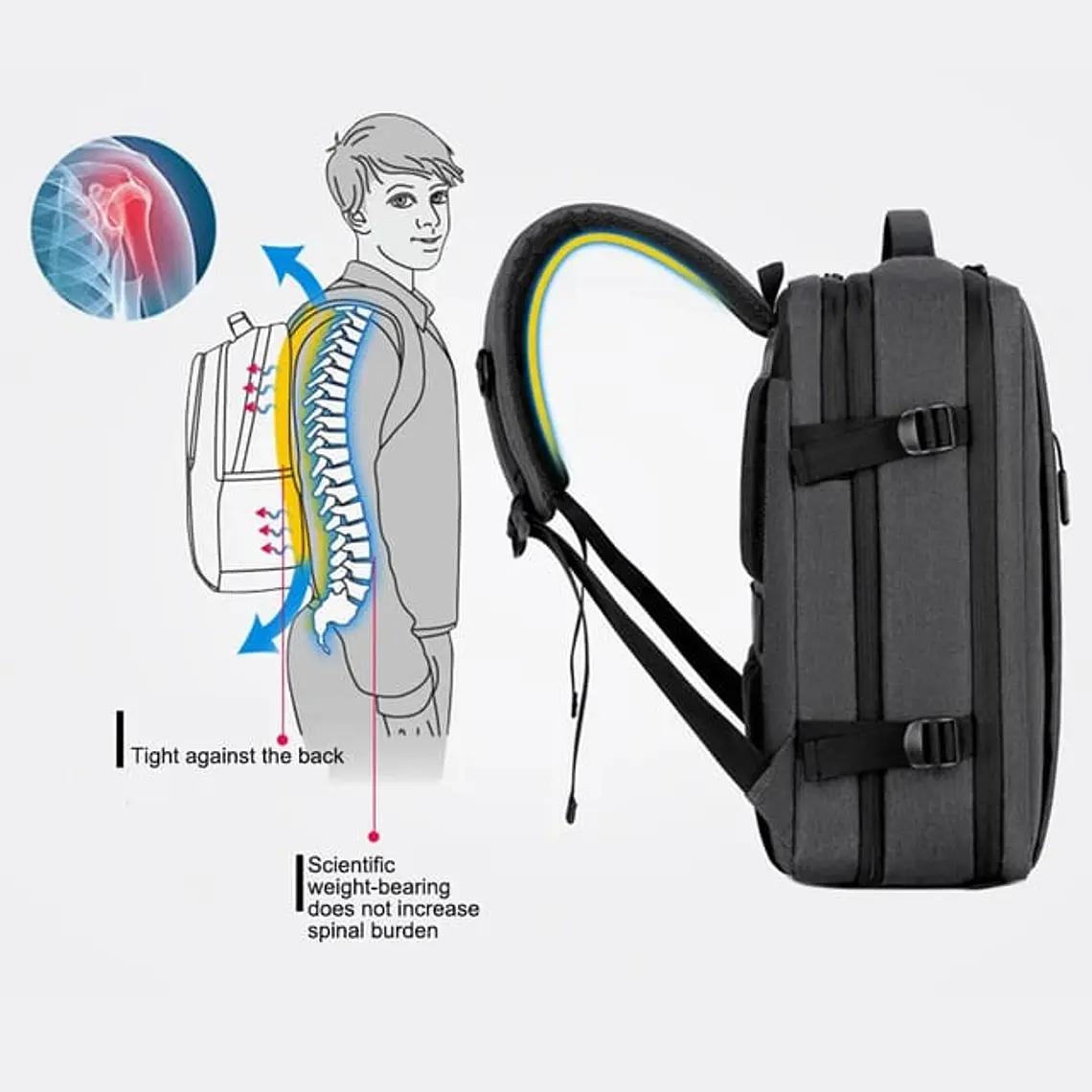 MOCHILA-MALETA EXPANDIBLE PARA CABALLERO PREMIUM MOD #3011 10