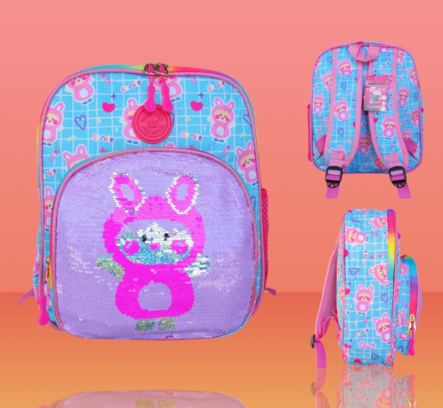 MOCHILA PARA PREESCOLAR TRENDY STRA PARA NIÑOS CON LENTEJUELAS REVERSIBLE MOD#30202b