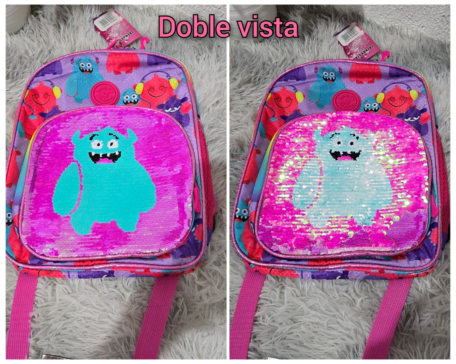 MOCHILA PARA PREESCOLAR TRENDY STRA PARA NIÑOS CON LENTEJUELAS REVERSIBLE MOD#30202b