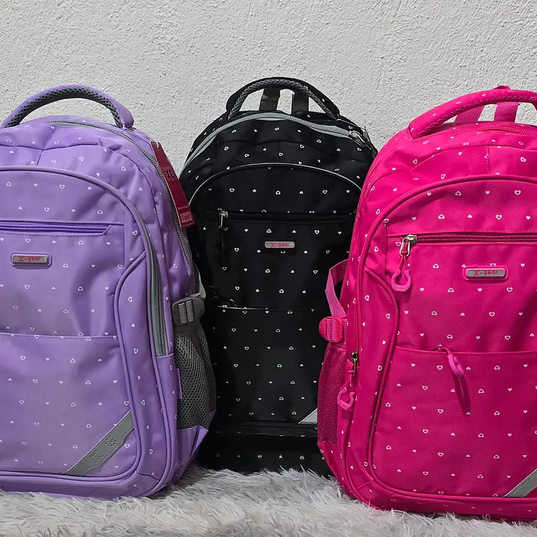 MOCHILA ORIGINAL ESTAMPADO CORAZÓNES MOD#XF179 2
