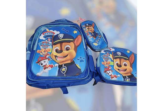 COMBO MOCHILA PRIMARIA DE 3PZ ADAPTABLE AL CARRITO PERSONAJES #SM0112