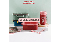 SET DE 2 PIEZAS TUPPER RECTANGULAR Y BOTE PARA LUNCH MODEL # FH-196