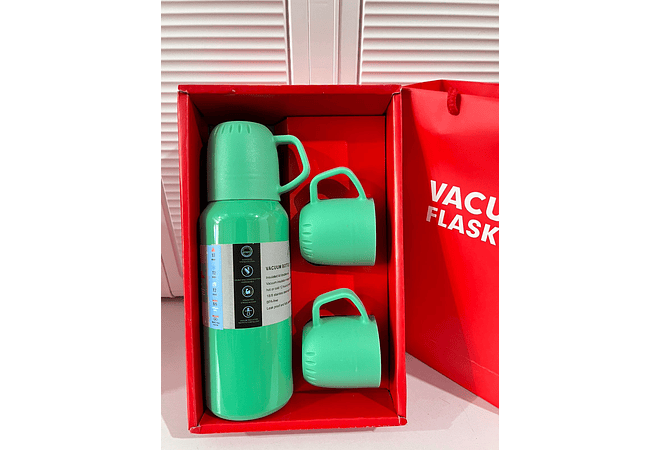 ❄️♨️ VACUUM FLASK JUEGO DE TERMO CON TAZAS 480ML MOD #LK-l ❄️♨️