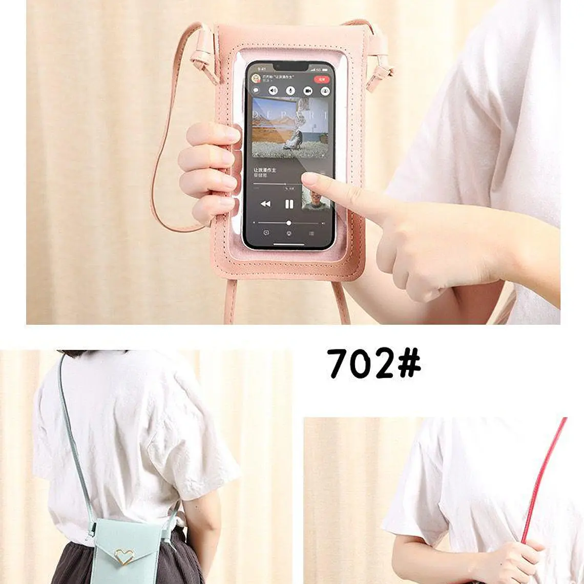 PAQ DE 6 BOLSITAS PORTA CELULAR MOD# 702( 2 NEGRAS) 4
