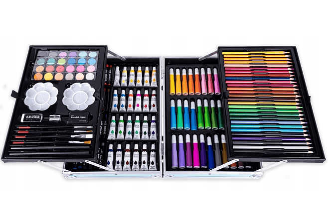 ESTUCHE CON KIT DE DIBUJO PROFESIONAL DE PINTURAS MOD#PL145