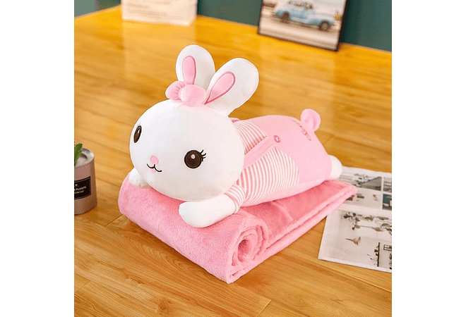 🐰ALMOHADA PELUCHE CONEJITO CON FRAZADA FRAZADA MODEL #303