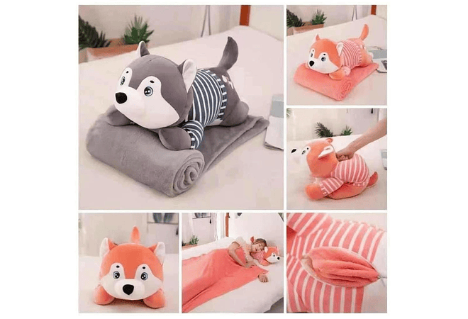 🐶ALMOHADA PELUCHE ANIMALITOS PERRITO CON FRAZADA MODEL# 307