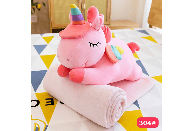 🦄ALMOHADA PELUCHE UNICORNIO/ FRAZADA MODELO# 304