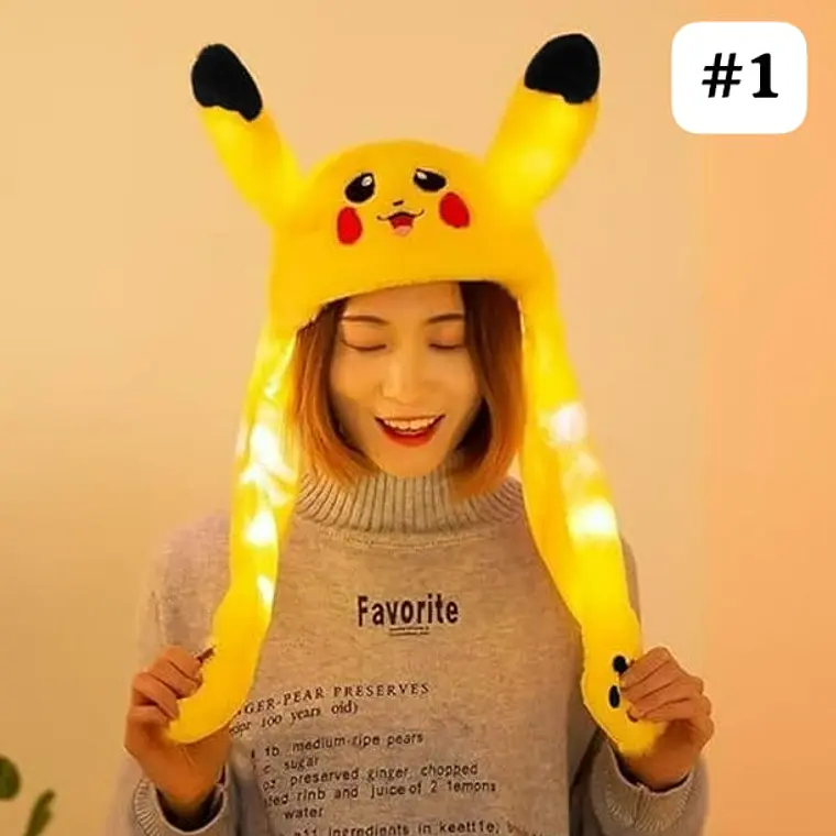 GORRO DE PELUCHE CON  OREJITAS MOVIBLES Y LUZ LED MOD#6601 (LOS TONOS Y EL DISEÑO PUEDEN VARIAR) 2
