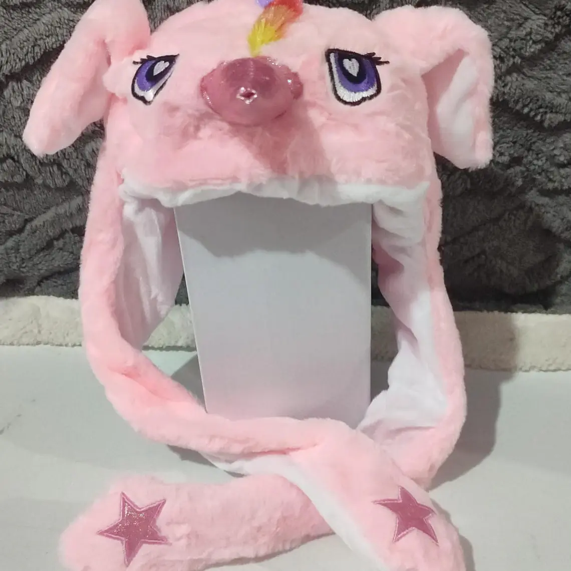 GORRO DE PELUCHE CON  OREJITAS MOVIBLES Y LUZ LED MOD#6601 (LOS TONOS Y EL DISEÑO PUEDEN VARIAR) 17