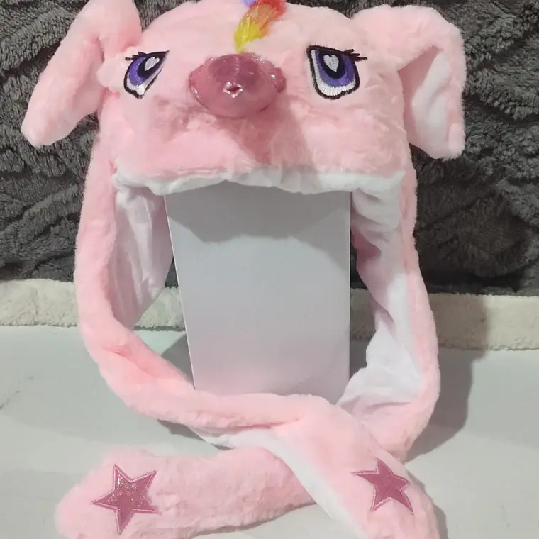 GORRO DE PELUCHE CON  OREJITAS MOVIBLES Y LUZ LED MOD#6601 (LOS TONOS Y EL DISEÑO PUEDEN VARIAR) 17