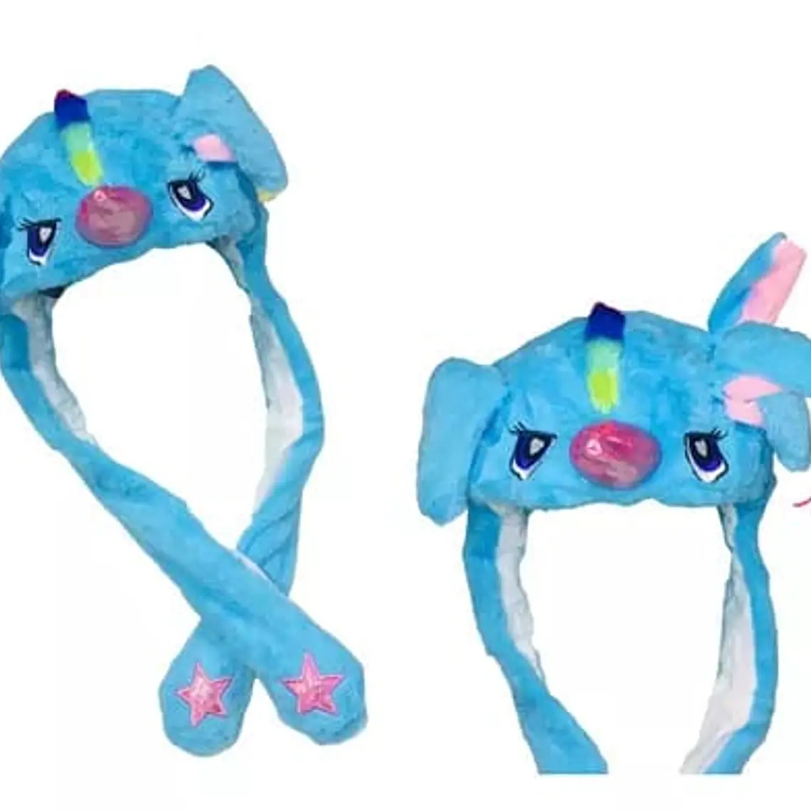 GORRO DE PELUCHE CON  OREJITAS MOVIBLES Y LUZ LED MOD#6601 (LOS TONOS Y EL DISEÑO PUEDEN VARIAR) 27