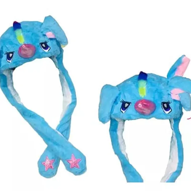 GORRO DE PELUCHE CON  OREJITAS MOVIBLES Y LUZ LED MOD#6601 (LOS TONOS Y EL DISEÑO PUEDEN VARIAR) 27