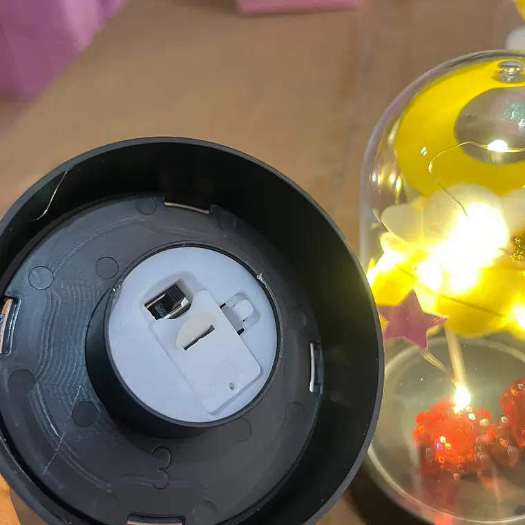FLOR ETERNA MEDIANA CON LUZ CÁLIDA , LUNA Y OSITOS MOD# YK145 8