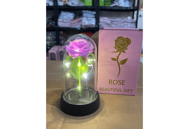 ROSA ETERNA MEDIANA CON LUZ CÁLIDA MOD# YK138