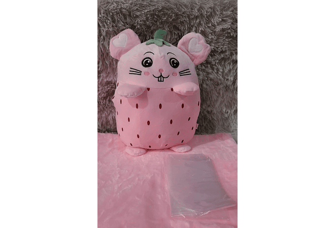 🐰🍍🥝 ALMOHADA PELUCHE ANIMALITOS FRUTAS + FRAZADA MODELO #301 🐻🍍🥝