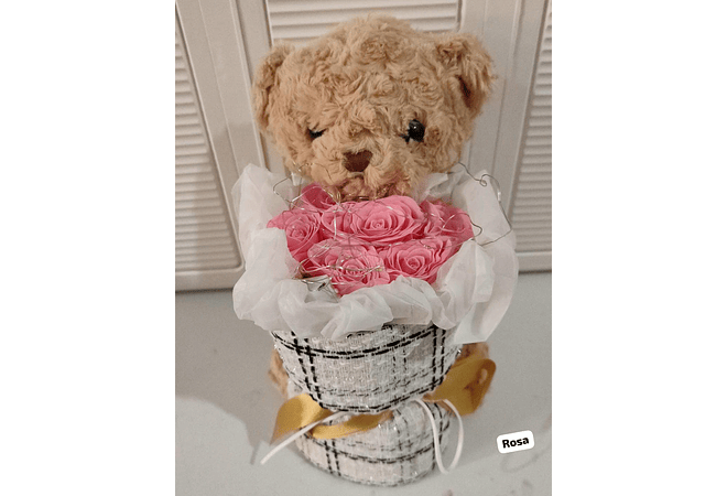 💐 PELUCHE CON RAMO DE ROSAS Y LUZ LED MOD# VTO🧸