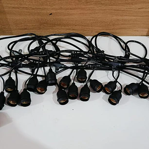 💡 EXTENSION 10MTS CON 20 SOCKET PARA FOCOS NO INCLUIDOS MOD# XLJ-092 (BOLSA DE NAILO)
