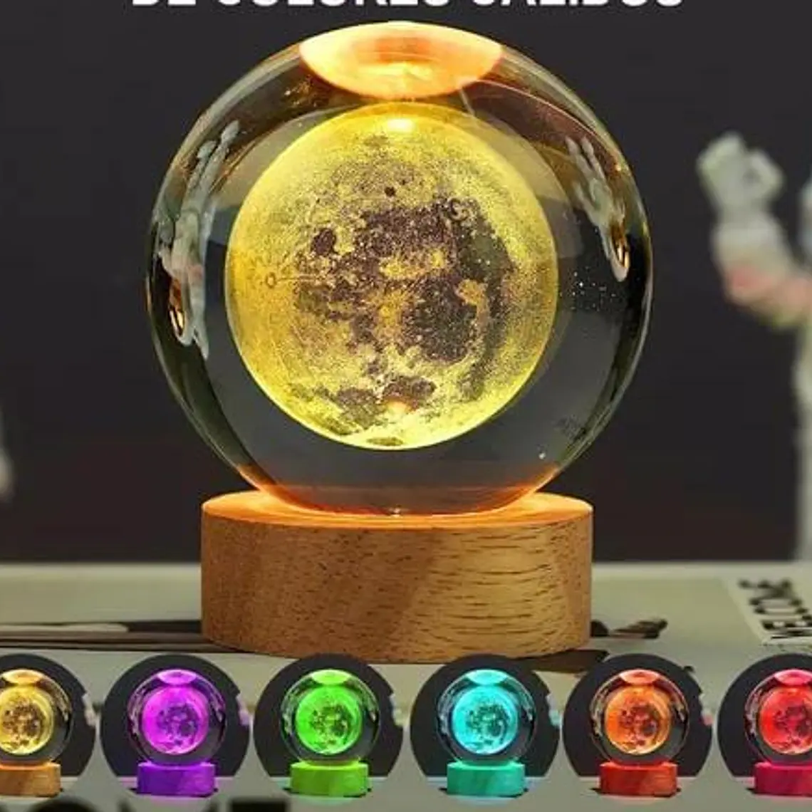 ✨ESFERA PEQUEÑA DE CRISTAL LUZ DE COLORES 6CM 🔮 7