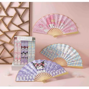 ABANICO DE BAMBU Y TELA DISEÑO KAWAII MOD #XY11-27