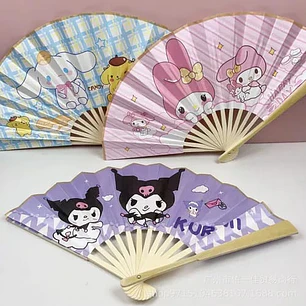 ABANICO DE BAMBU Y TELA DISEÑO KAWAII MOD #XY11-27