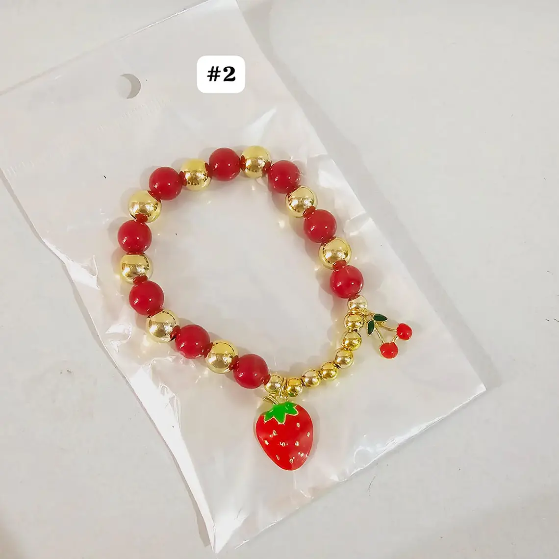 PULSERAS DE ORO LAMINADO DISEÑO FRESA Y CEREZA 🍒 🍓 5